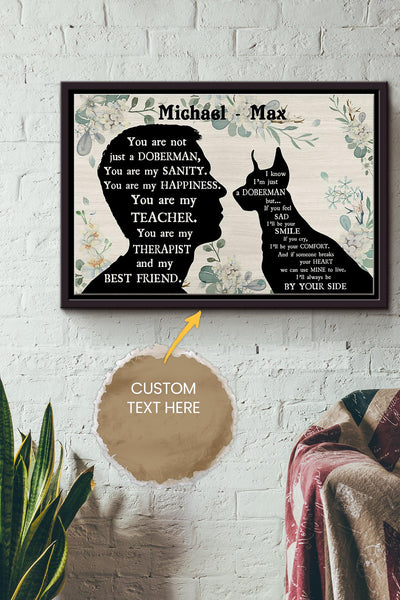Doberman Pinscher Boy Therapist Best Friend Personalized Poster - Animal Wall Art - Gift For Dog Lover Dog Foster Puppy Fan Framed Matte Canvas Framed Prints, Canvas