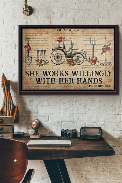 Farmer She Works Willingly With Her Hands Poster n Framed Matte Canvas