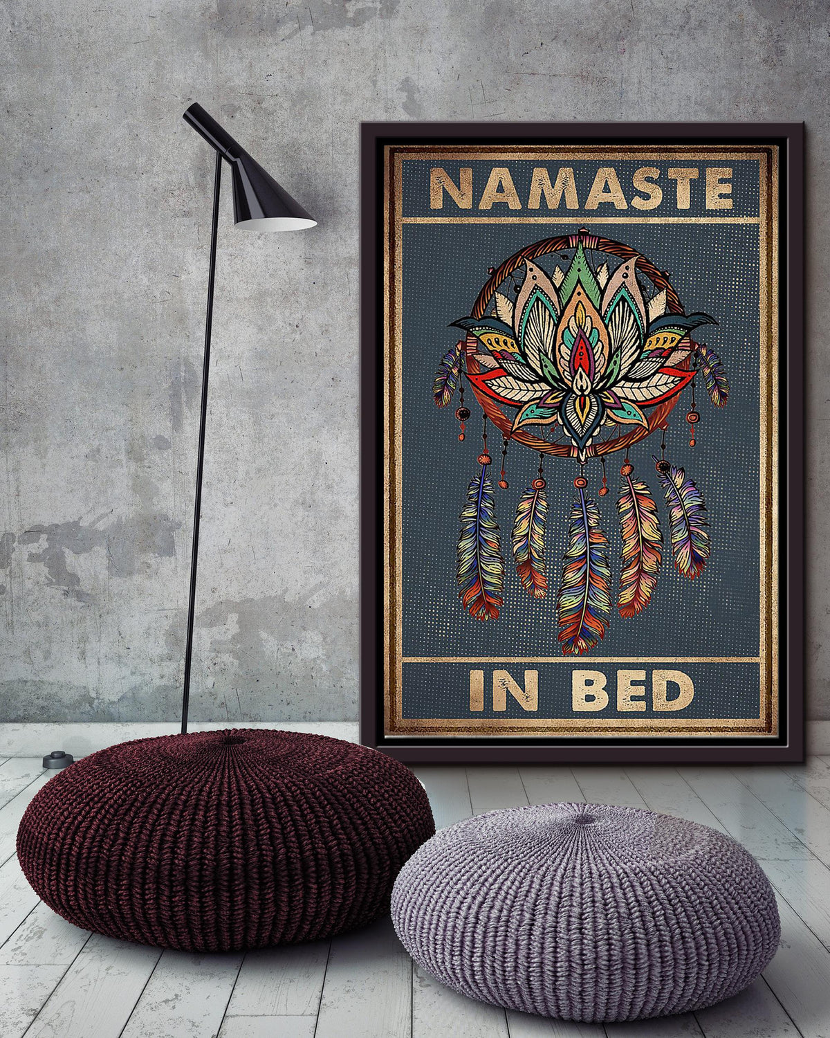 Dreamcatcher Namaste In Bed Bedroom Wall Decor For Yoga Lover Framed Canvas