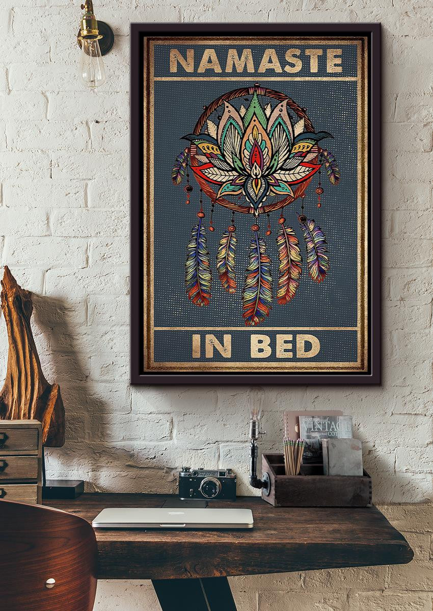 Dreamcatcher Namaste In Bed Bedroom Wall Decor For Yoga Lover Framed Canvas