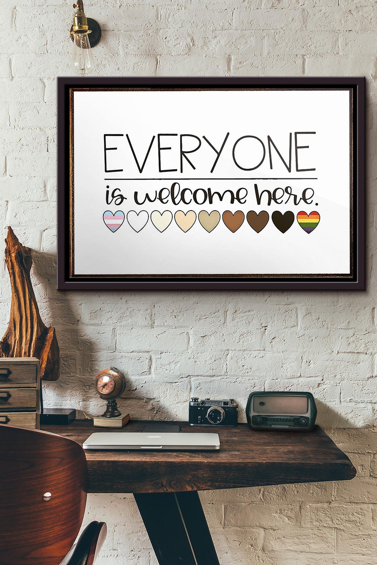 Everyone Is Welcome Here Poster n Framed Matte Canvas