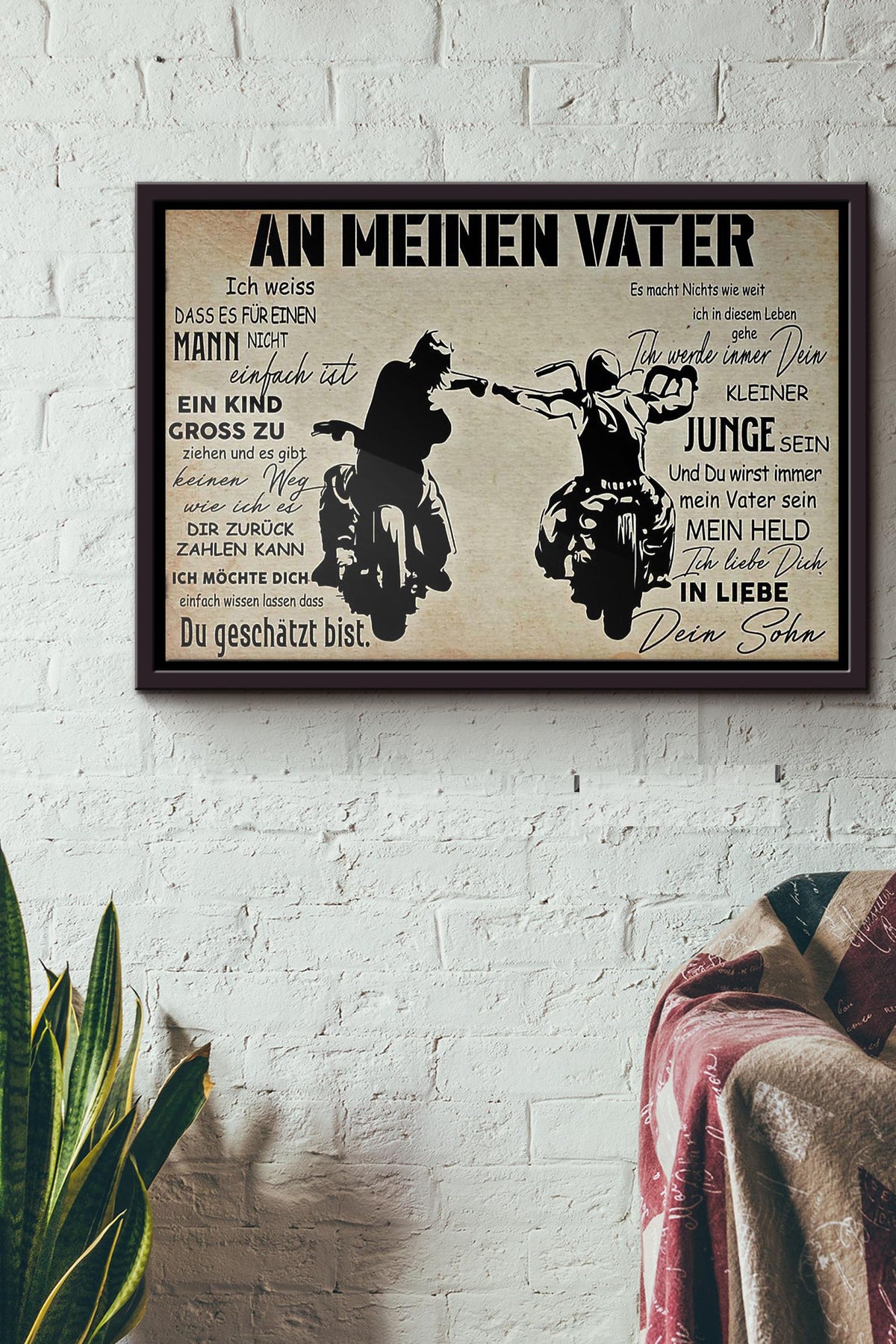 Motorradfahrer An Meinen Vater Poster n Framed Matte Canvas
