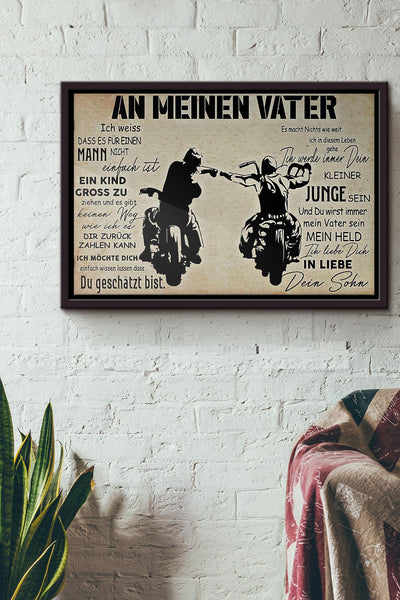 Motorradfahrer An Meinen Vater Poster n Framed Matte Canvas