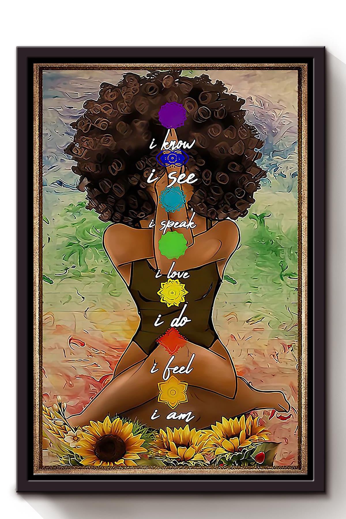 Black Queen Yoga Meditation Wall Art For Yoga Lover Yoga Studio Decor Framed Matte Canvas Framed Prints, Canvas