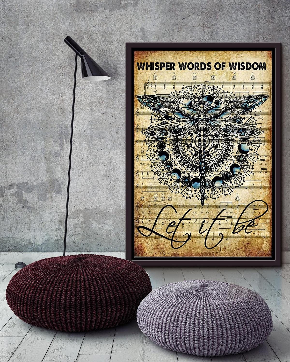 Let It Be Song Lyrics Wall Art For Anniversary Gift Framed Canvas Framed Prints, Canvas