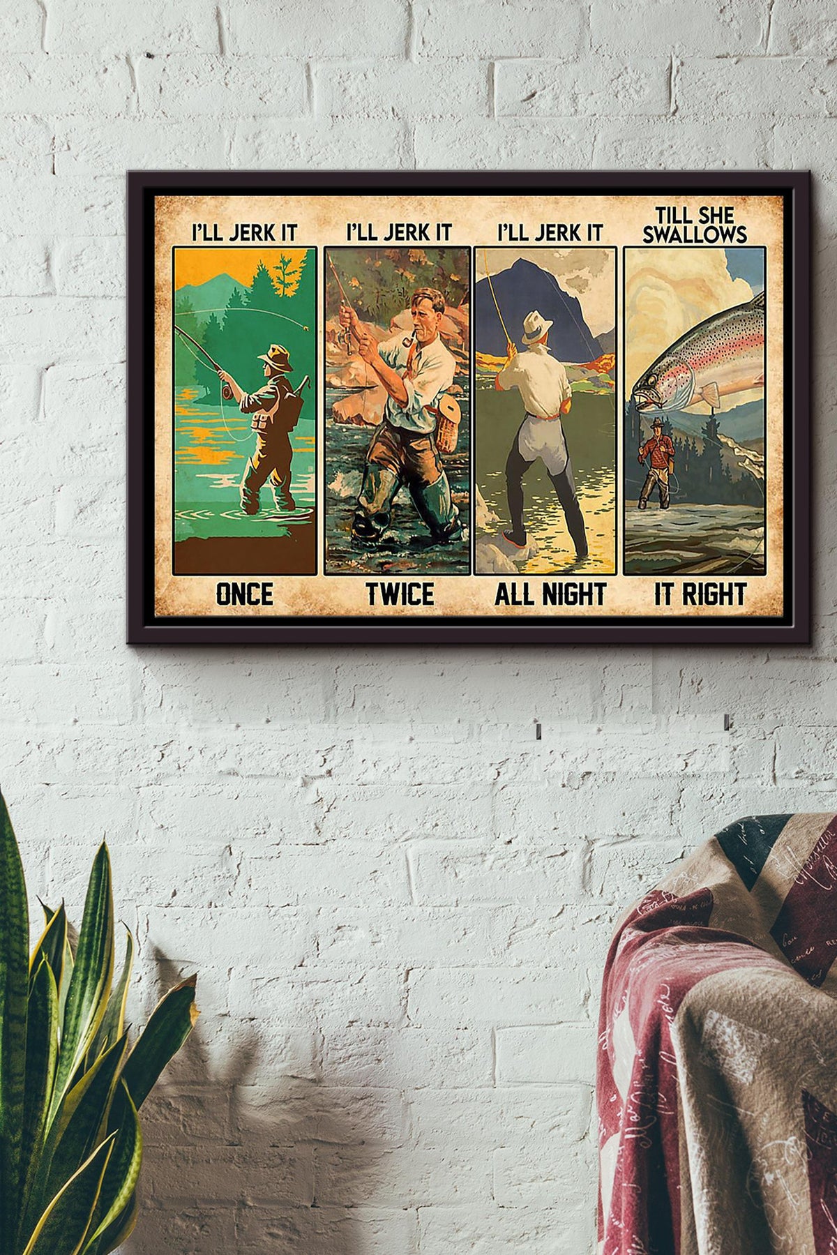 Go Fishing All Night n Framed Matte Canvas