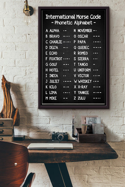 International Morse Code Phonetic Alphabet Poster - Aviation Knowledge Wall Art - Gift For Flight Engineer Flight Attendants Pilot Control Tower Worker Framed Matte Canvas Framed Prints, Canvas