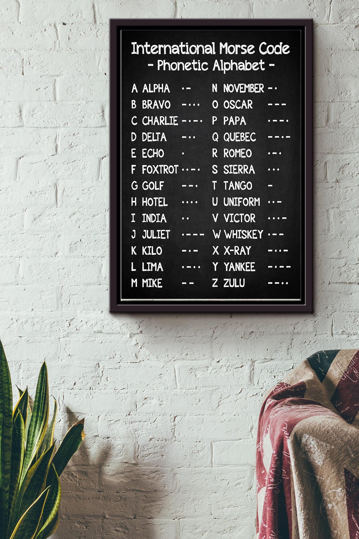 International Morse Code Phonetic Alphabet Poster - Aviation Knowledge Wall Art - Gift For Flight Engineer Flight Attendants Pilot Control Tower Worker Framed Matte Canvas Framed Prints, Canvas