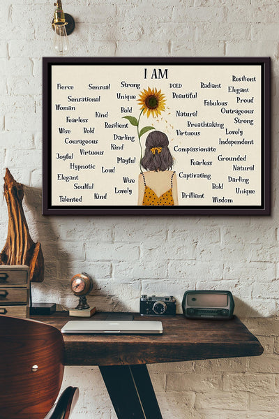 Hippie I Am A Strong Girl Poster n Framed Matte Canvas