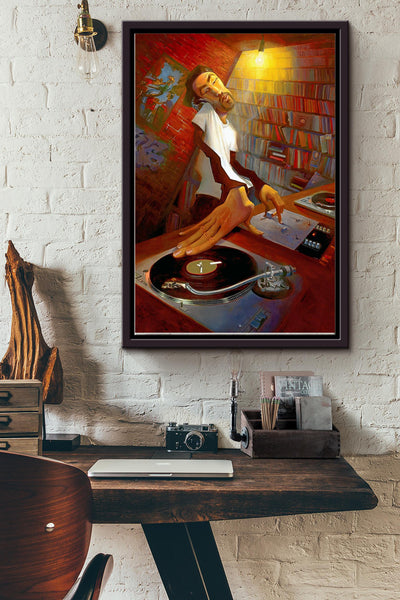 Color Justin Bua Playing Dj The Dj Sound Disc Jockey Poster Framed Matte Canvas