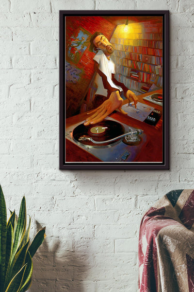 Color Justin Bua Playing Dj The Dj Sound Disc Jockey Poster Framed Matte Canvas