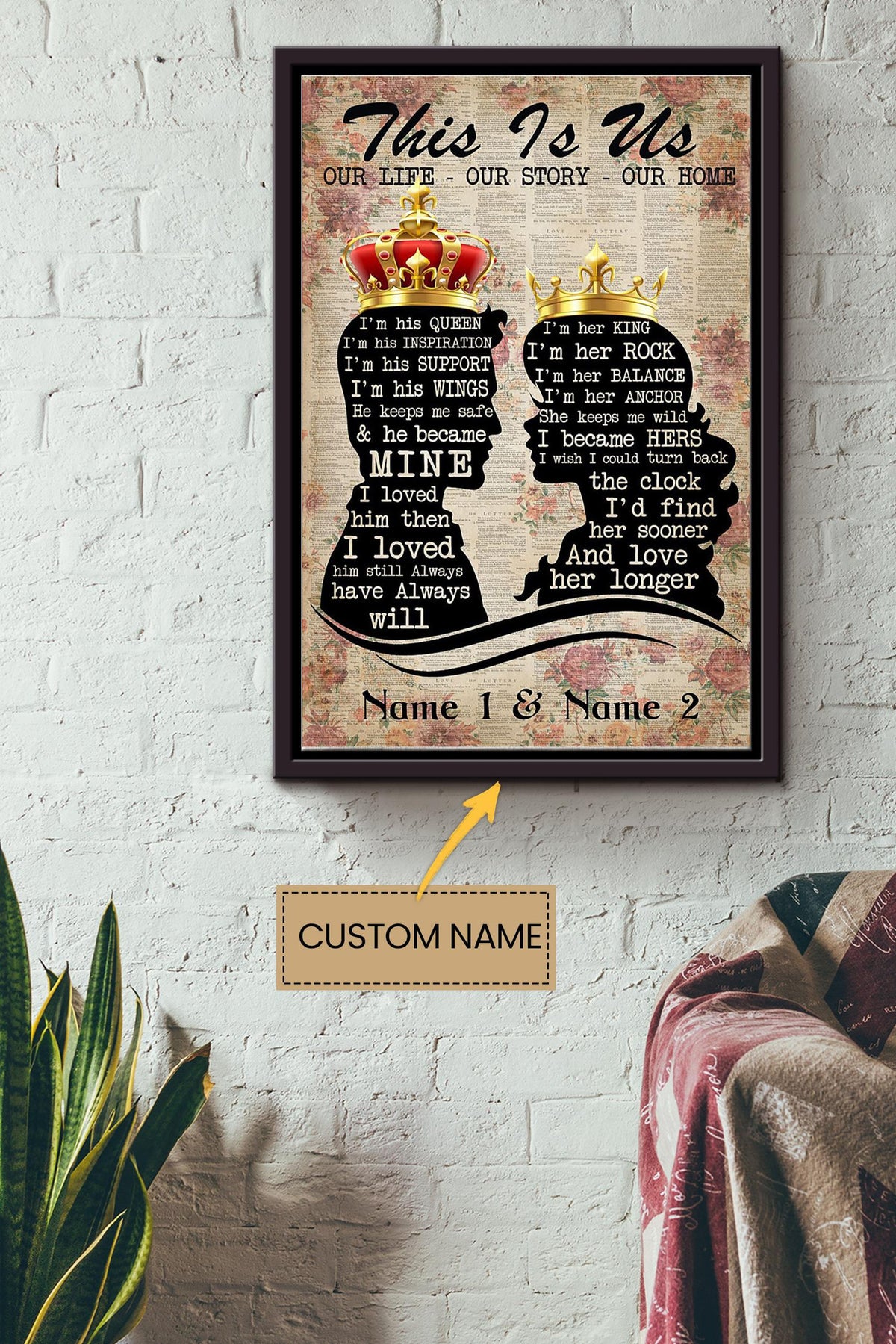 Family Our Life Our Story Our Home Personalized Poster - Couple Wall Art - Gift For Valentine Day Lover Girlfriend Framed Matte Canvas Framed Prints, Canvas