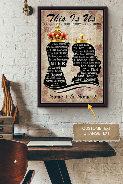 Family Our Life Our Story Our Home Personalized Poster - Couple Wall Art - Gift For Valentine Day Lover Girlfriend Framed Matte Canvas Framed Prints, Canvas