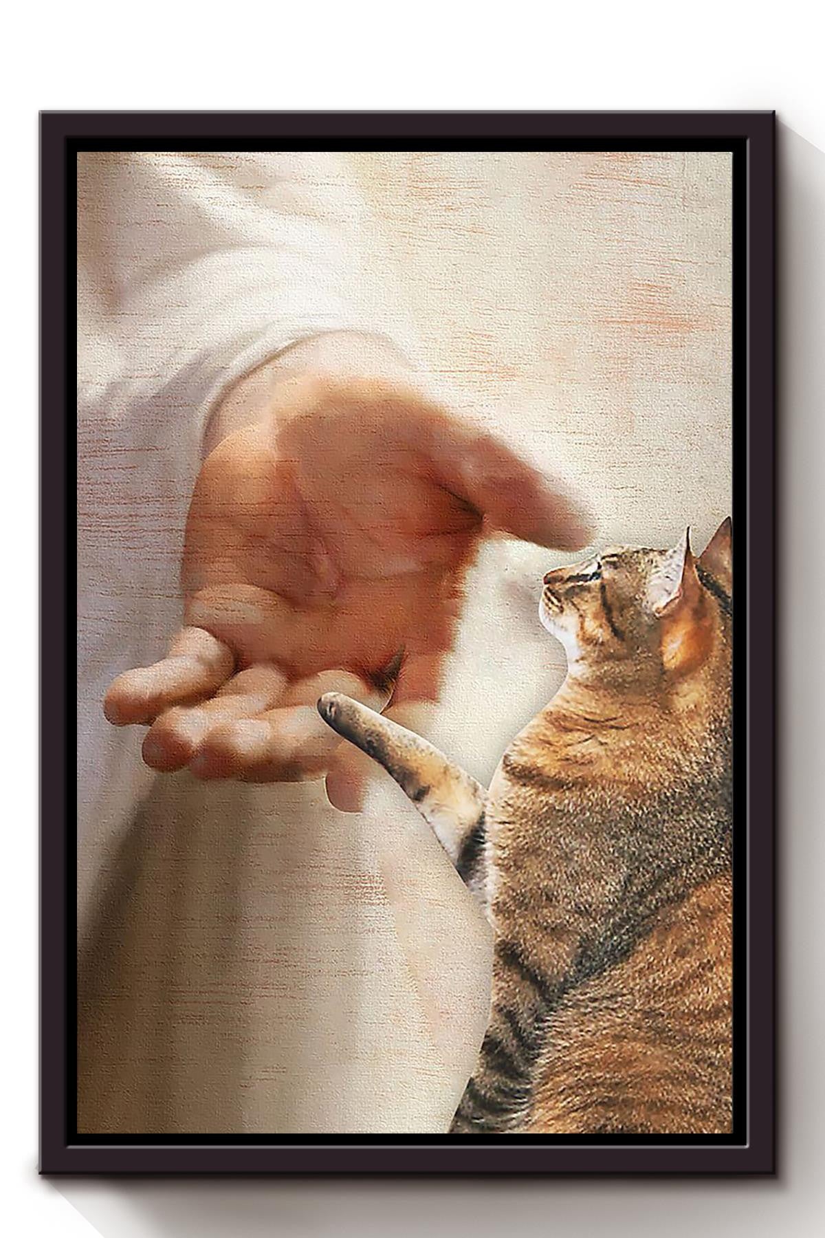 Cat Jesus Black Cat Sink Co Wash Your Paws Animal Wall Art Gift For Cat Lover International Cat Day Kitten Foster Christian Framed Canvas Framed Prints, Canvas