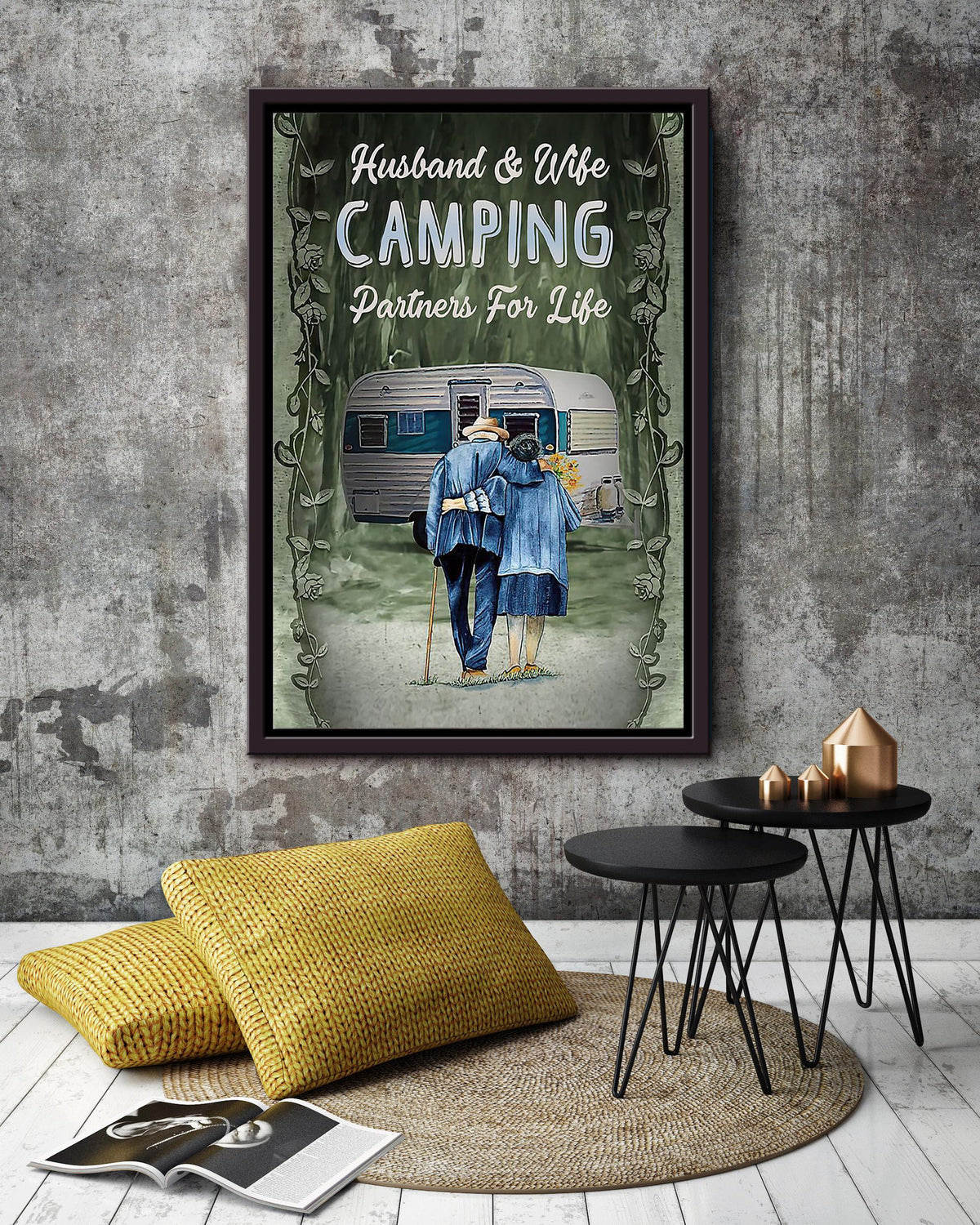 Husband And Wife Love Wall Art Gift For Valentine Day Camper Camping Wall Decor Framed Canvas Framed Prints, Canvas