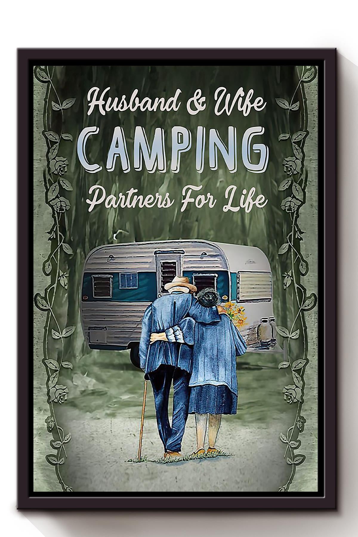 Husband And Wife Love Wall Art Gift For Valentine Day Camper Camping Wall Decor Framed Canvas Framed Prints, Canvas