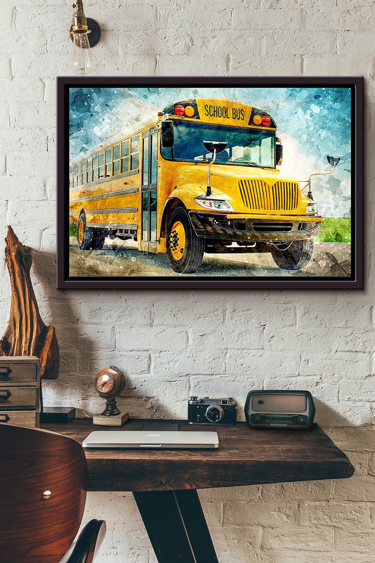 Bus Driver - School Bus n Framed Matte Canvas