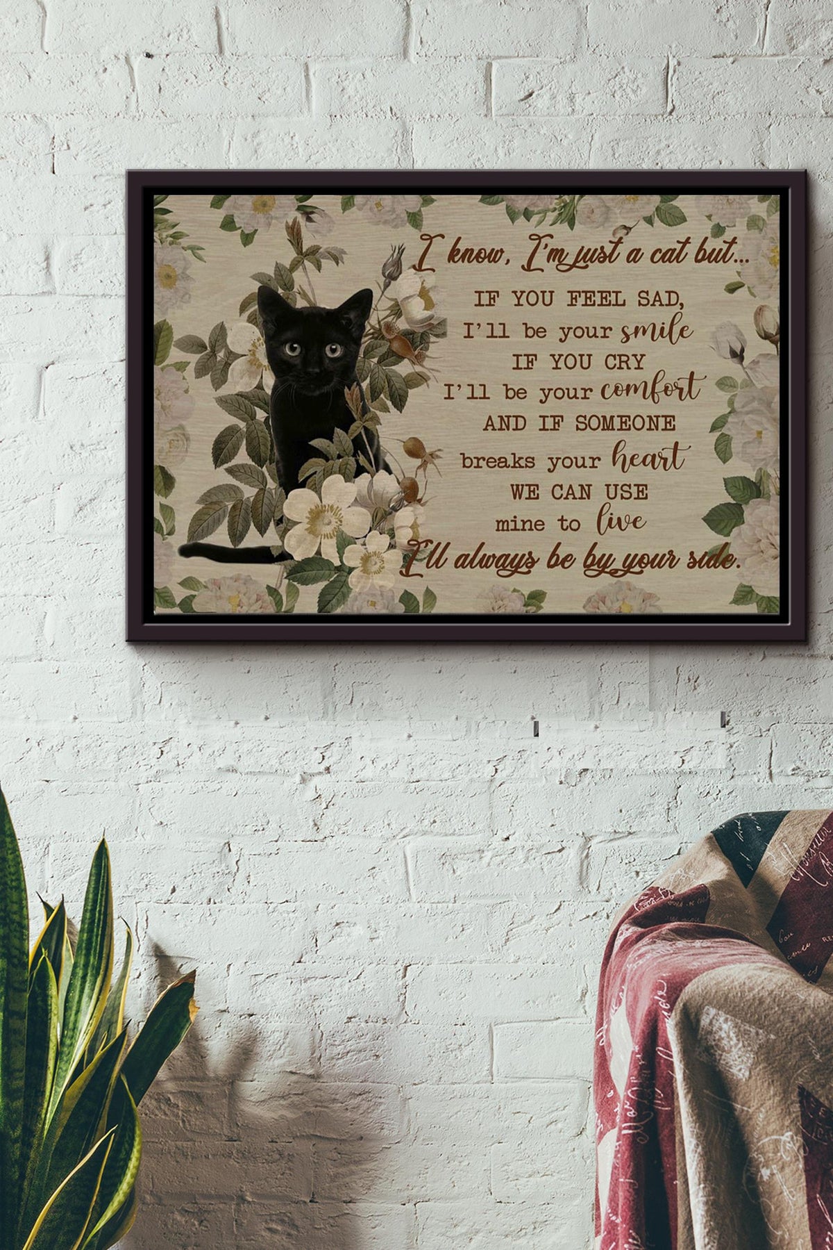 Little Black Cat Always Be By Your Side Poster n Framed Matte Canvas