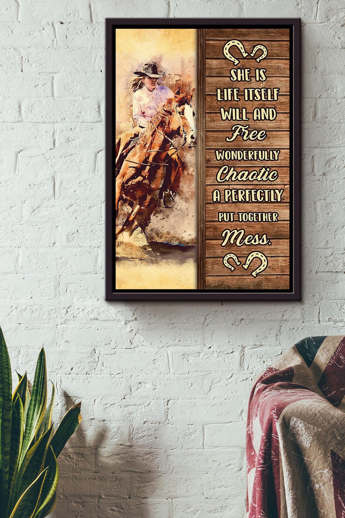 Cowgirl She Is Life Poster Horse Riding Wall Art Cowgirl Cowboy Gift Framed Canvas Framed Prints, Canvas