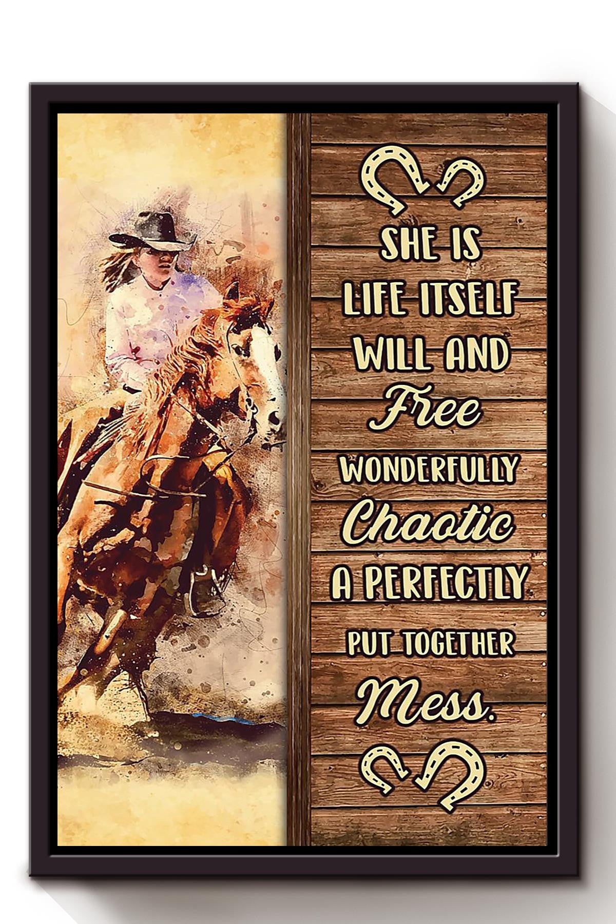 Cowgirl She Is Life Poster Horse Riding Wall Art Cowgirl Cowboy Gift Framed Canvas Framed Prints, Canvas