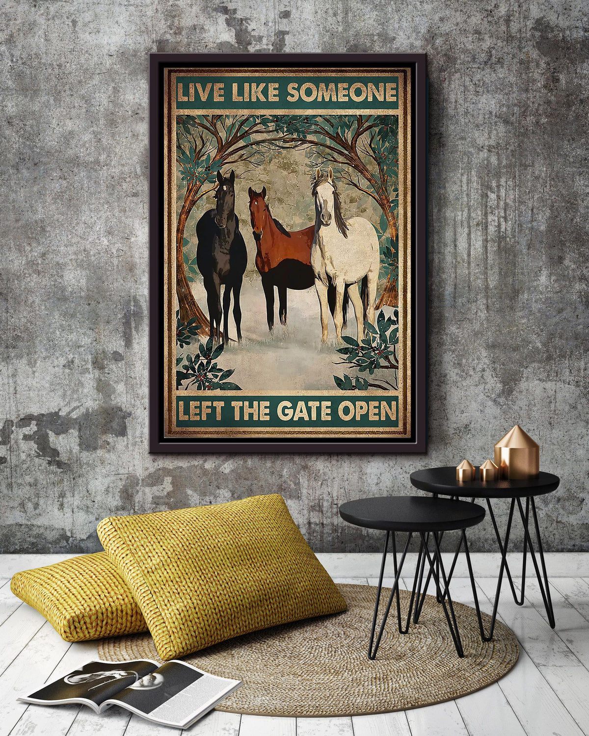 Live Like Someone Left The Gate Open Poster Horse Riding Wall Art Cowgirl Cowboy Gift Framed Canvas Framed Prints, Canvas