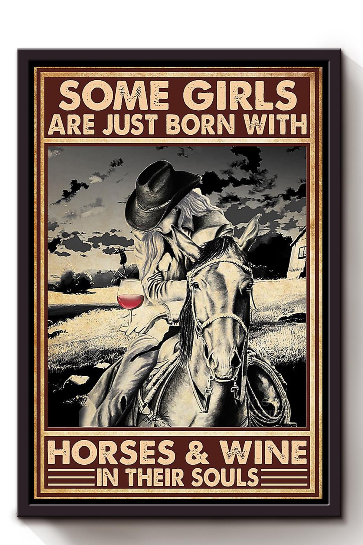 Cowgirl Some Girl Horse And Wine Running Horse Wall Art Gift For Horse Lover Horseback Rider Cowboy Framed Canvas Framed Prints, Canvas