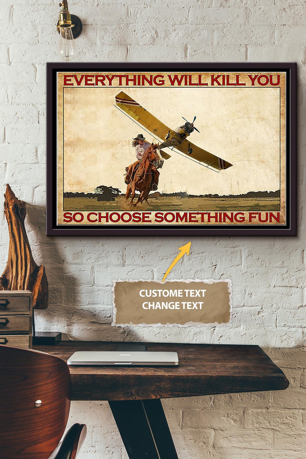 Cowgirl Everything Will Kill You Poster - Animal Wall Art - Gift For Horse Lover Horse Rider Cowboy Framed Matte Canvas Framed Prints, Canvas