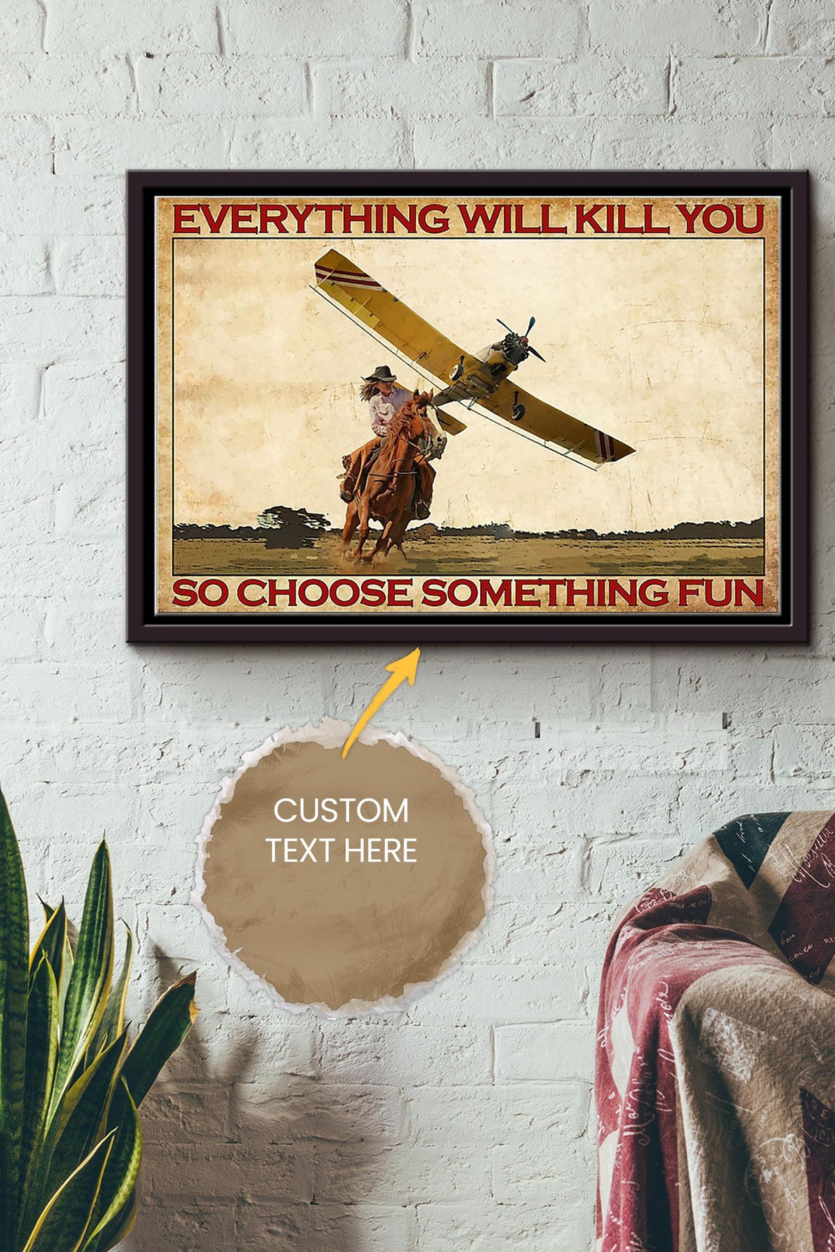 Cowgirl Everything Will Kill You Poster - Animal Wall Art - Gift For Horse Lover Horse Rider Cowboy Framed Matte Canvas Framed Prints, Canvas