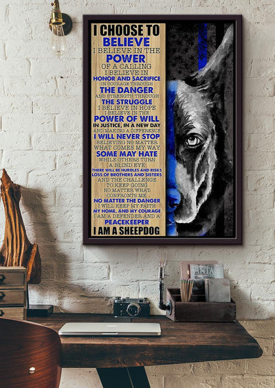 I Am Sheepdog Quality Of Police Dog Gift For Dog Lover Police Dog Trainer Framed Canvas