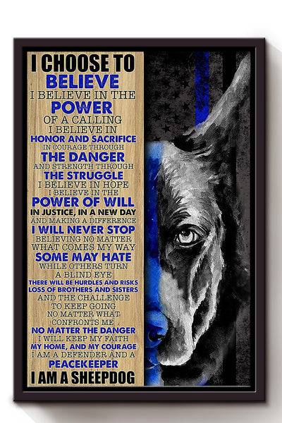 I Am Sheepdog Quality Of Police Dog Gift For Dog Lover Police Dog Trainer Framed Canvas