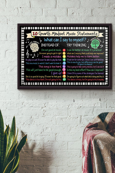 10 Growth Mindset Music Statements Poster n Framed Matte Canvas