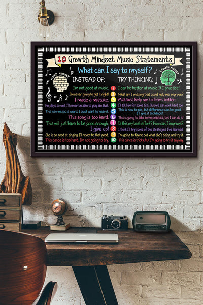 10 Growth Mindset Music Statements Poster n Framed Matte Canvas