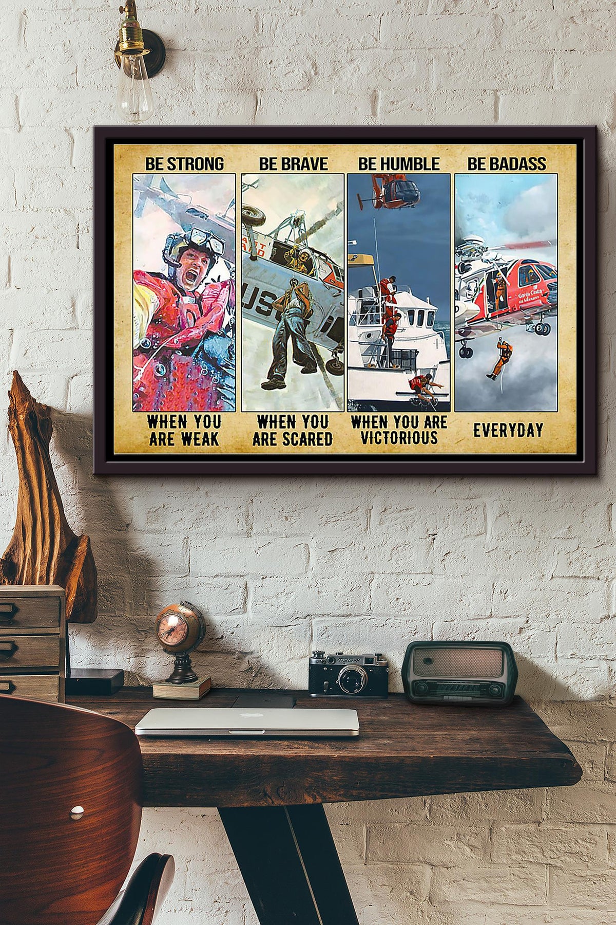 Coast Guard Be Strong Be Brave Be Humble Be Badass Everyday Poster n Framed Matte Canvas