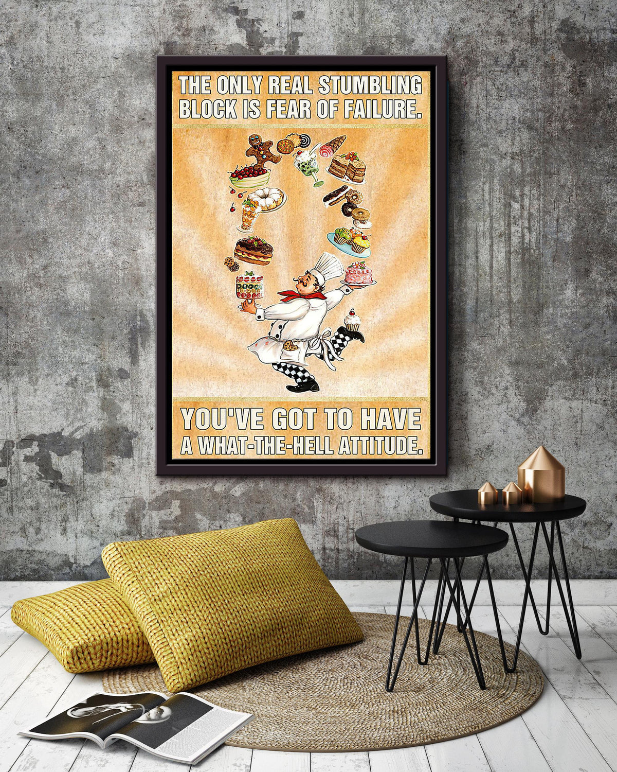 Cooking The Only Real Stumbling Block Cooking Wall Art Gift For Kitchen Decor Food Lover Framed Canvas Framed Prints, Canvas