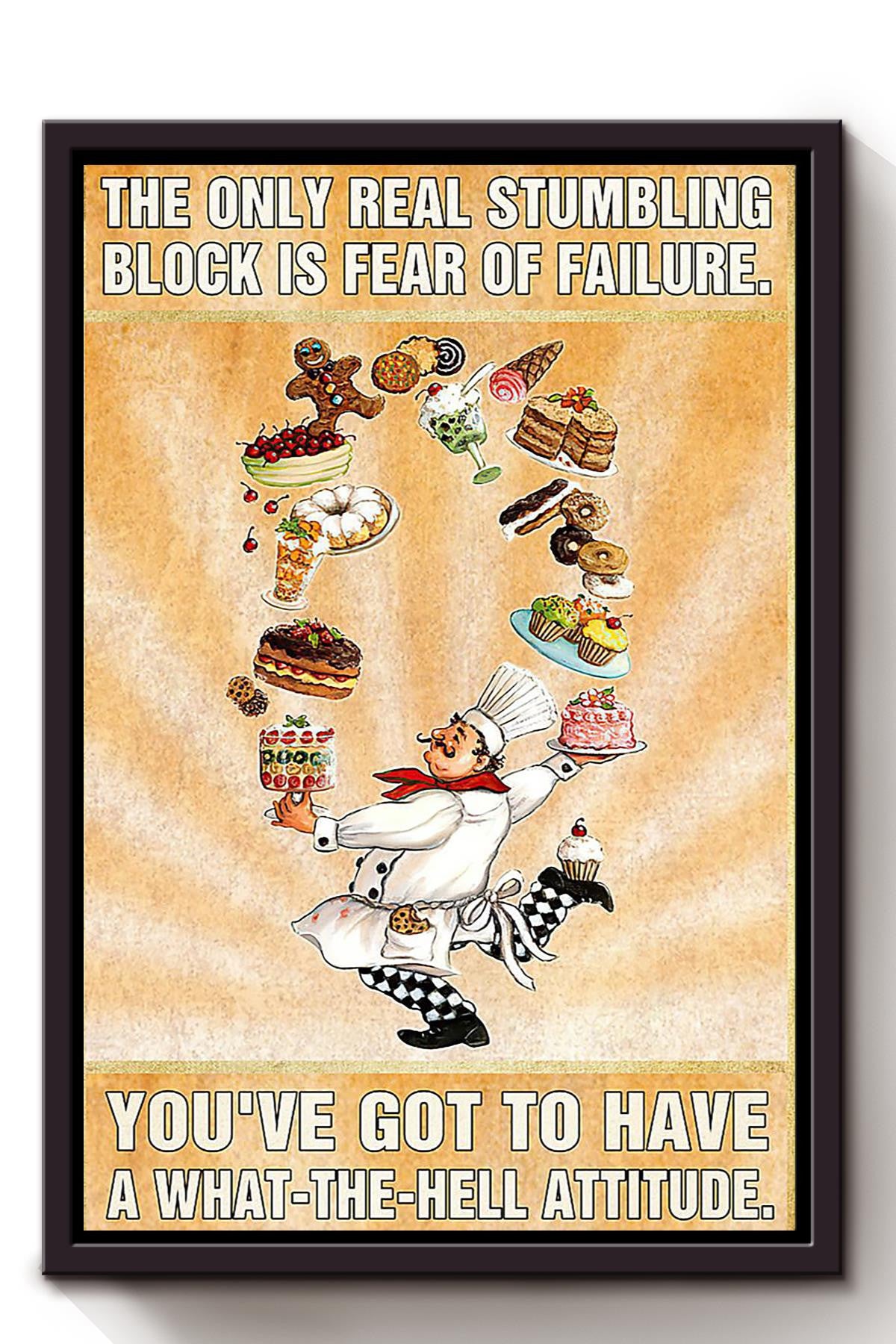 Cooking The Only Real Stumbling Block Cooking Wall Art Gift For Kitchen Decor Food Lover Framed Canvas Framed Prints, Canvas