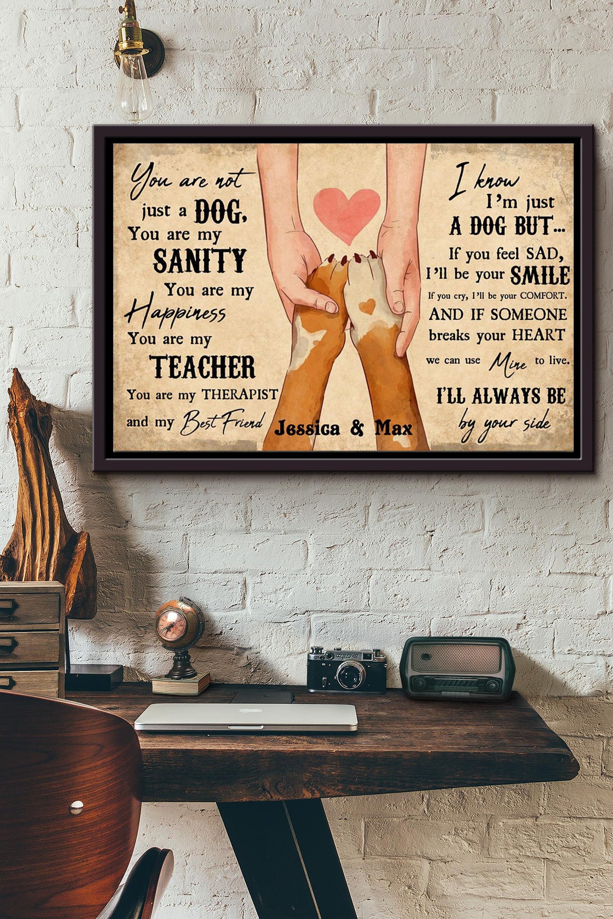 Holding Dog Paws Poster n Framed Matte Canvas