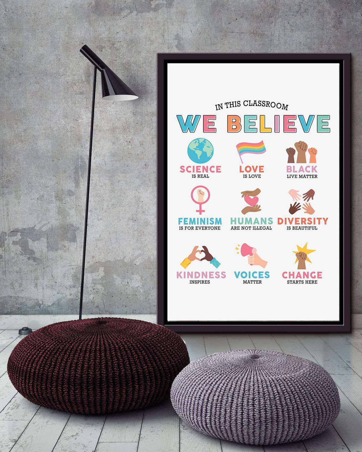 In this classroom we believe Equality Wall Art For Classroom Nursery Pre School Decor Framed Matte Canvas Framed Prints, Canvas