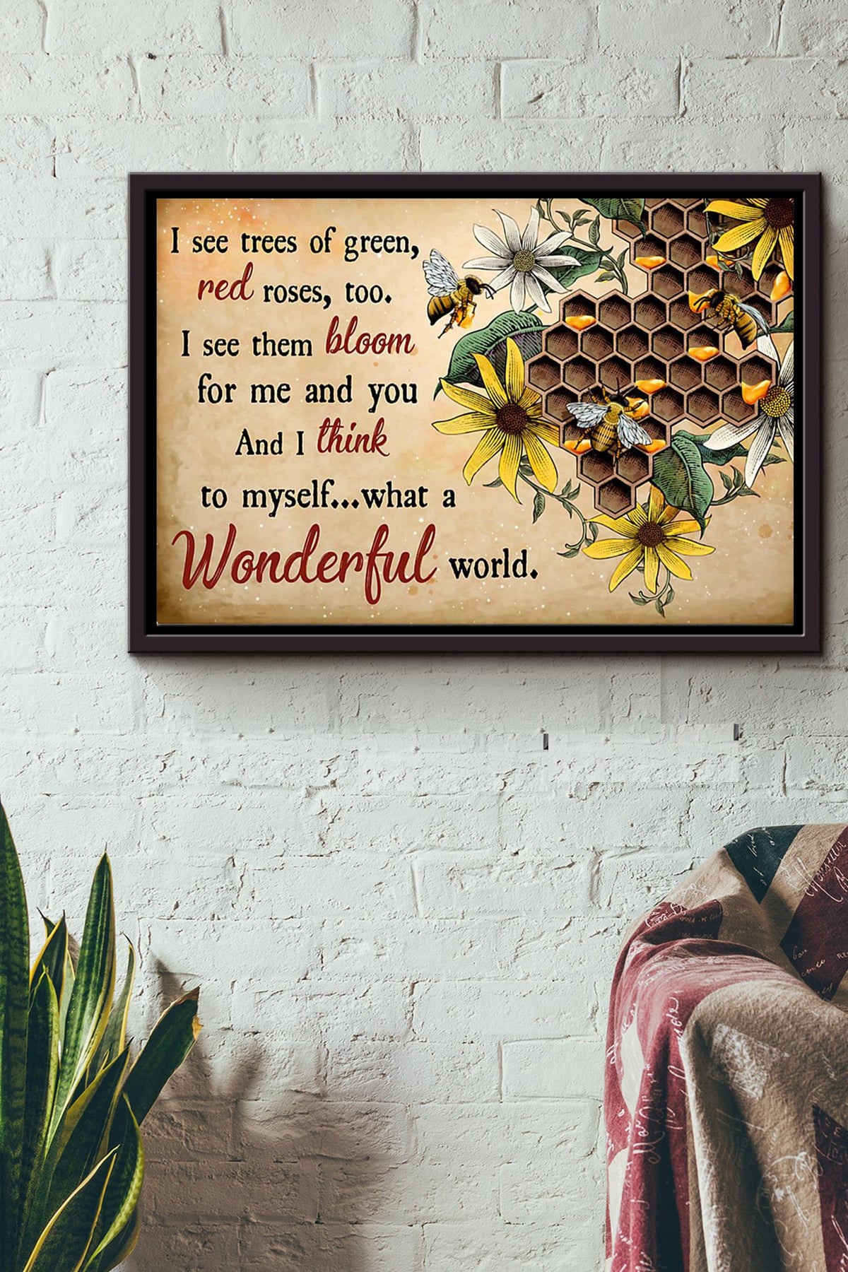 I See What A Wonderful World Bee Poster n Framed Matte Canvas