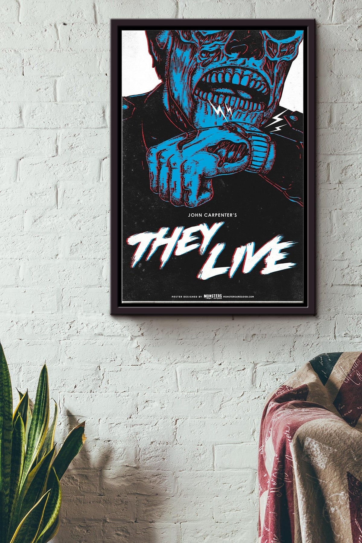 John Carpenters They Live Scary Skull Poster Wall Art Framed Matte Canvas Framed Prints, Canvas