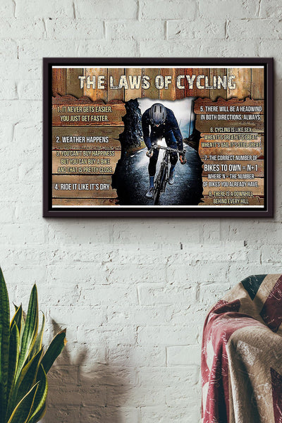 8 Laws Of Cycling Poster n Framed Matte Canvas