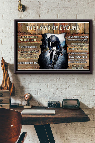 8 Laws Of Cycling Poster n Framed Matte Canvas