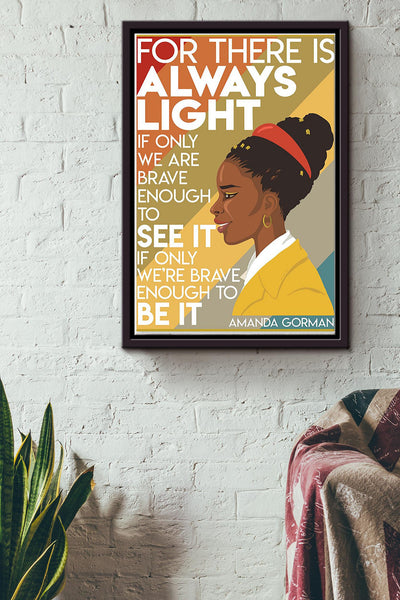 Amanda Gorman The Hill We Climb Poster poet From inauguration Framed Matte Canvas