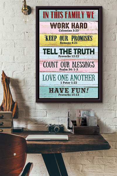 Bible In This Family Poster Framed Matte Canvas