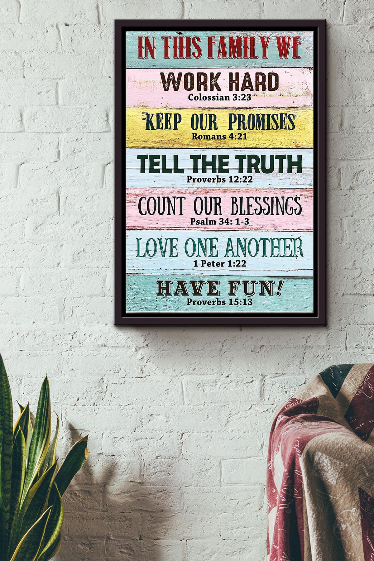 Bible In This Family Poster Framed Matte Canvas