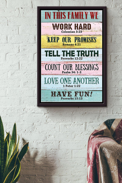 Bible In This Family Poster Framed Matte Canvas