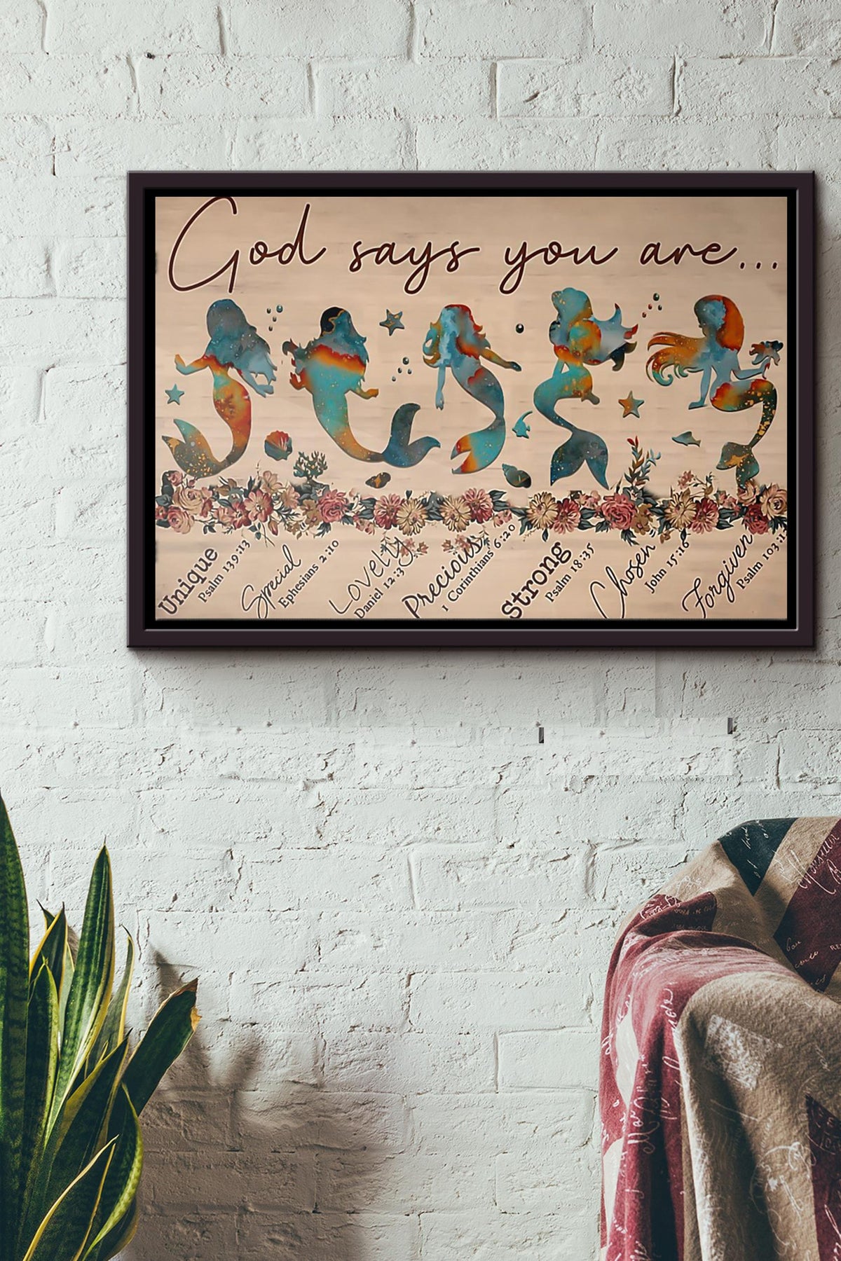God Says You Are Mermaid Poster n Framed Matte Canvas