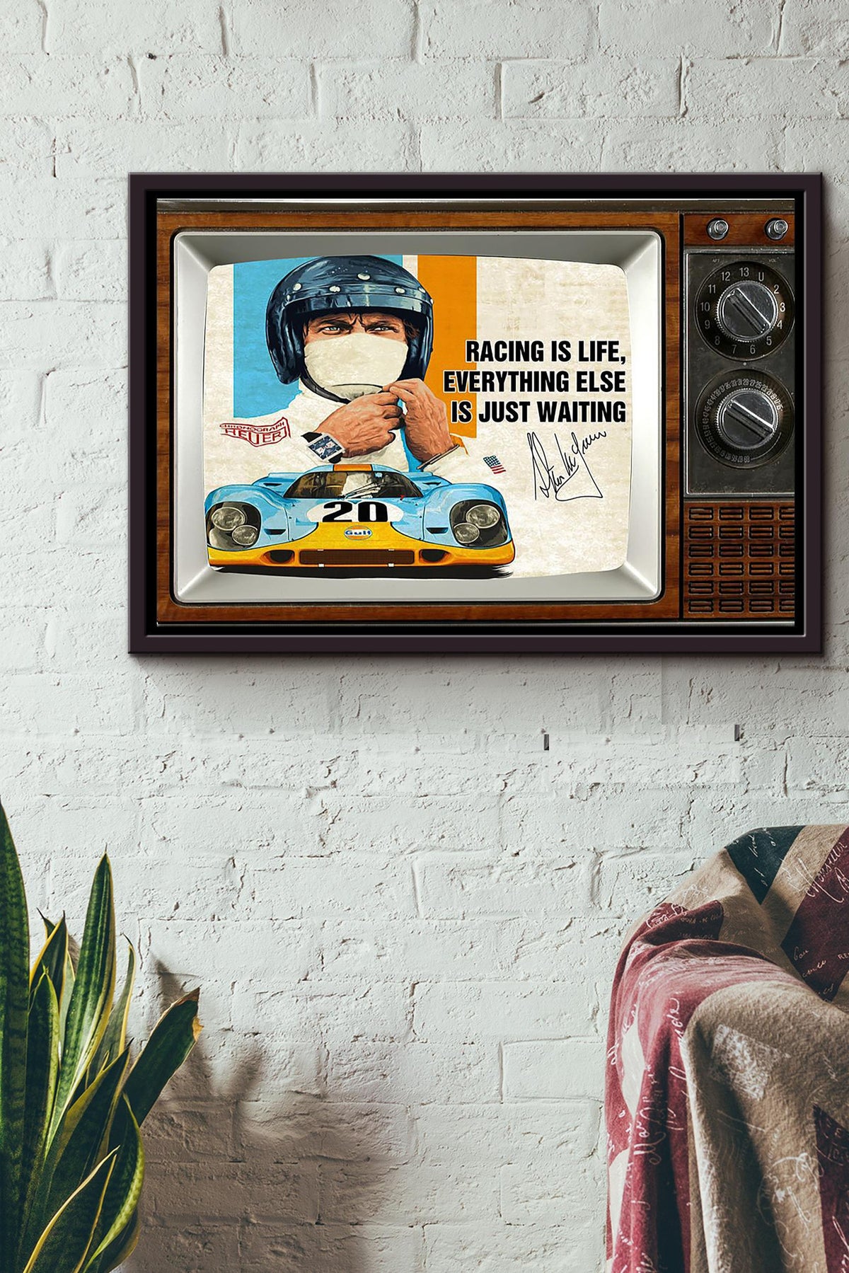 Car Racing Is Life Everything Else Is Just Waiting Television Poster n Framed Matte Canvas