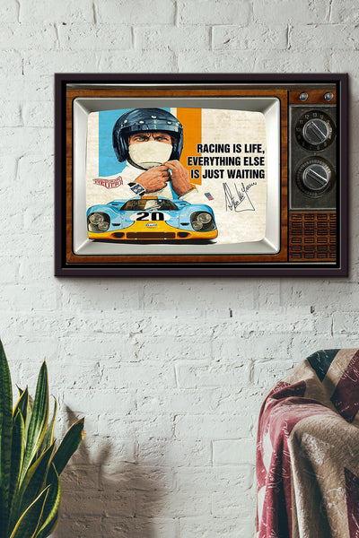 Car Racing Is Life Everything Else Is Just Waiting Television Poster n Framed Matte Canvas