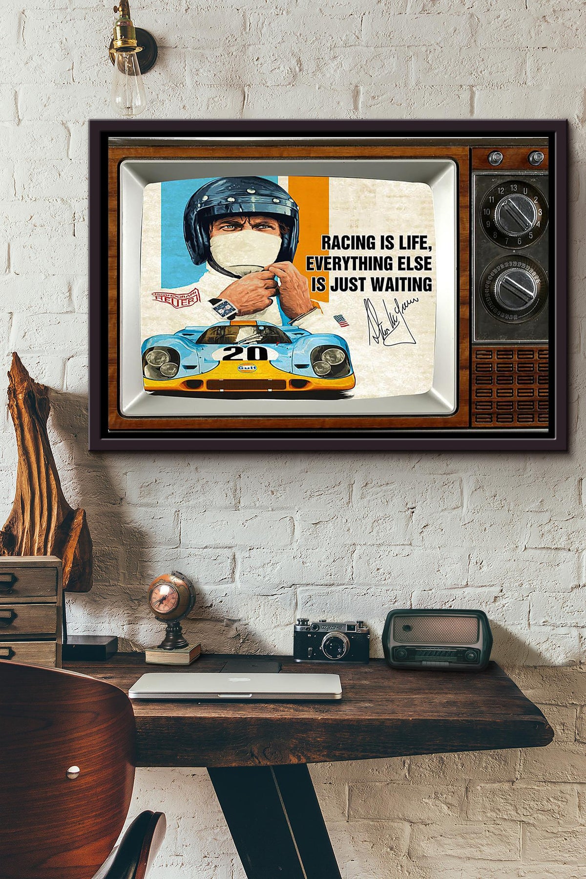 Car Racing Is Life Everything Else Is Just Waiting Television Poster n Framed Matte Canvas
