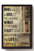 Books Give Soul Wings Flight Life Great Book Print Gift For Book Lover Library Nerd Framed Canvas